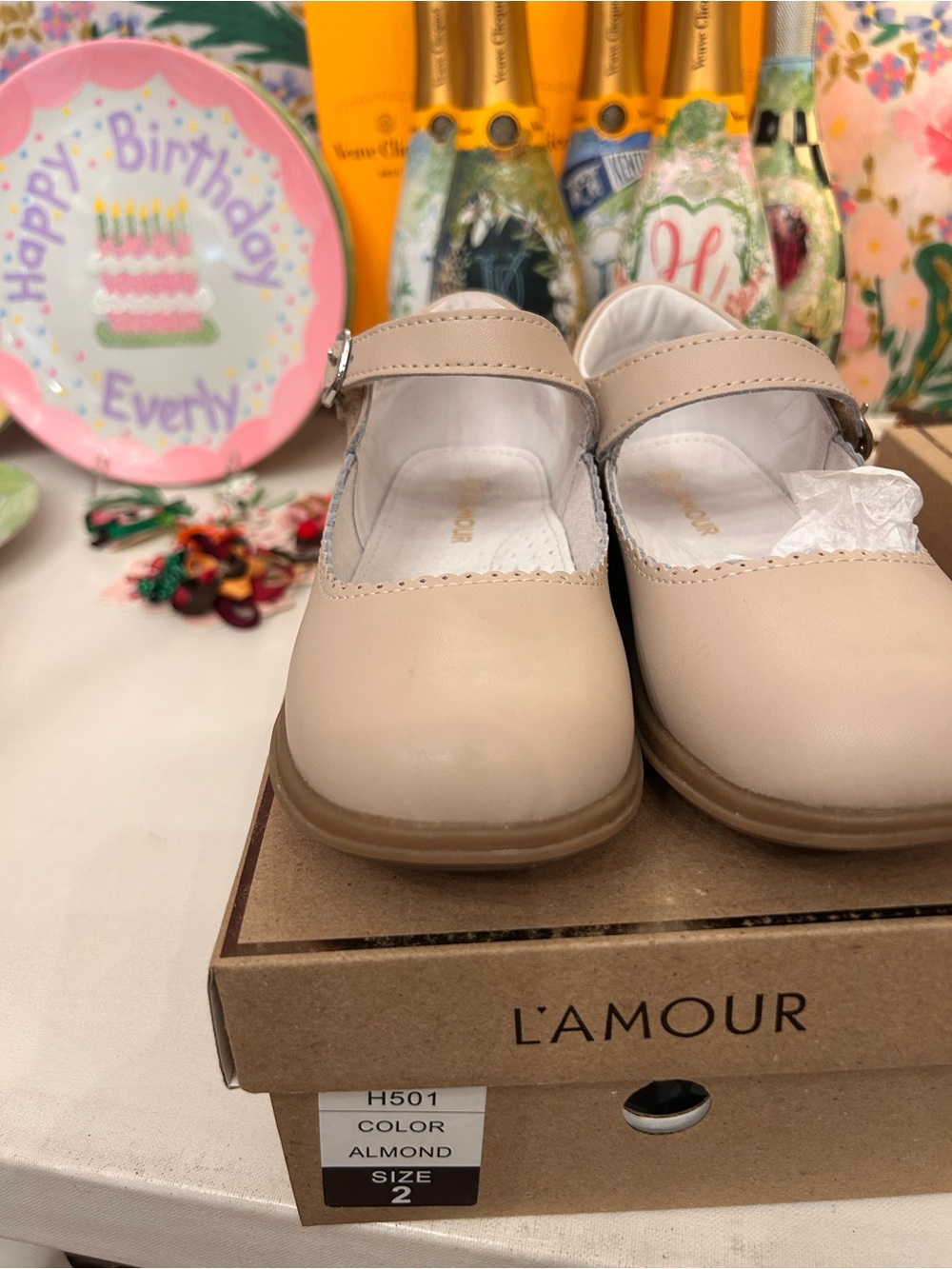 L'Amour Kids Almond Mary Janes with Adjustable Strap